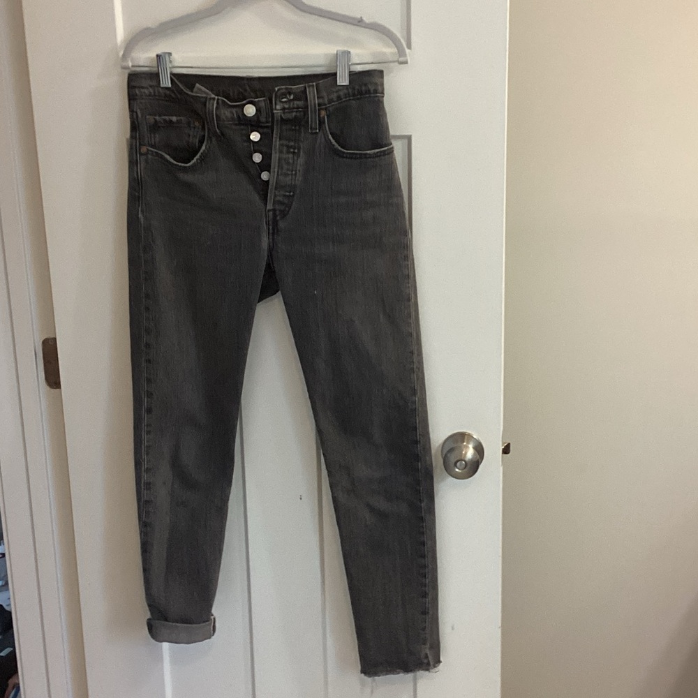 Levi's Charcoal 501 Cropped Jeans